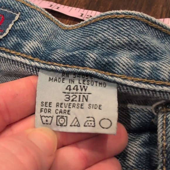 Vintage Bugle Boy 750 Jeans Mens 42W 30L Light Blue Wash Straight Leg Denim 90s - Picture 4 of 11